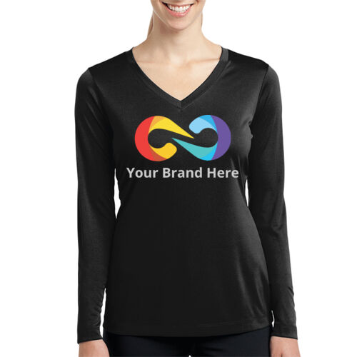 YourBrandHere - Ladies Long Sleeve PosiCharge &#174; Competitor&#153; V Neck Tee Thumbnail